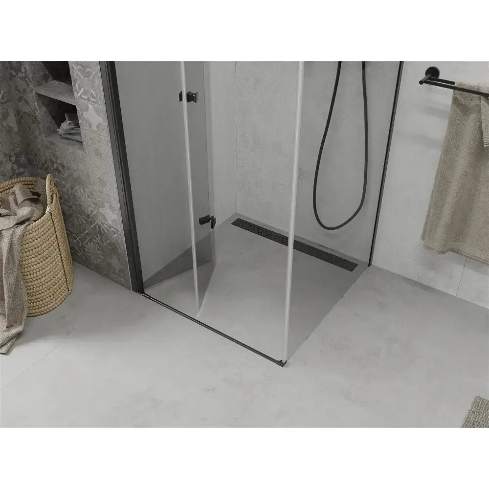 Dusjhjørne Sammenleggbar 90x90 Cm Svart Transparent Glasstykkelse: 6 Mm