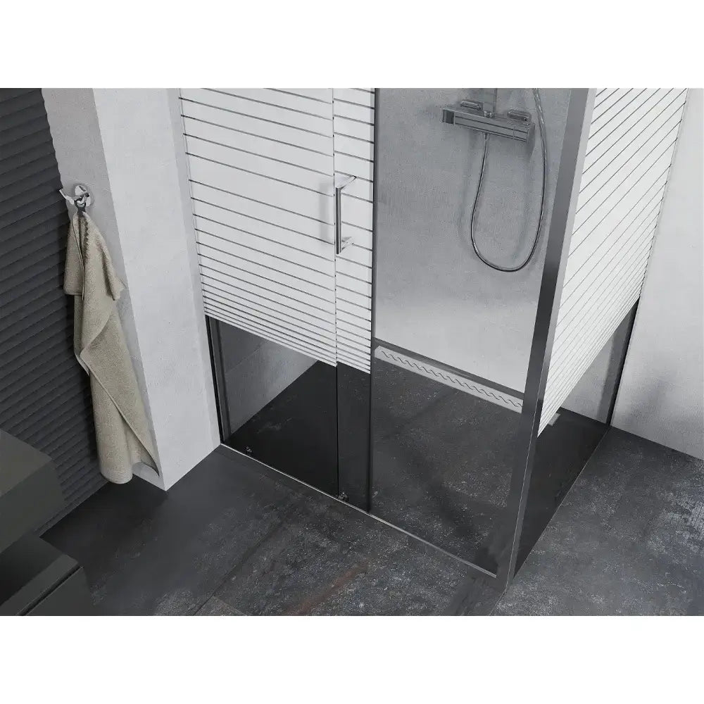 Dusjhjørne Skyvedør 135x90 Cm Striper Krom