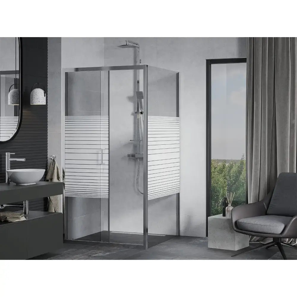 Dusjhjørne Skyvedør 90x90 Cm Striper Krom