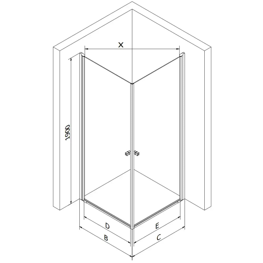 Dusjhjørne Svingbar 90x70 Cm Krom Inngangsbredde (mm): 1027