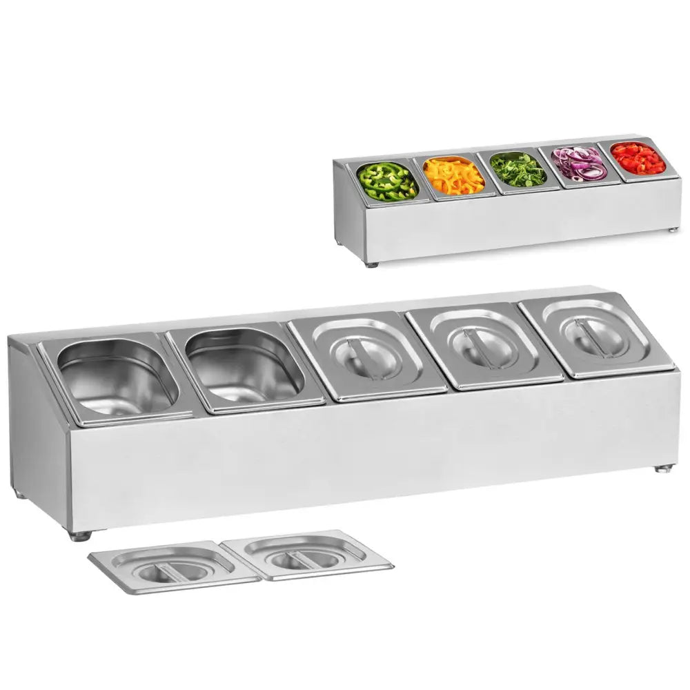 Eksponeringsstativ for 5 x Gn1/6 + 5 x Gastronormbeholdere