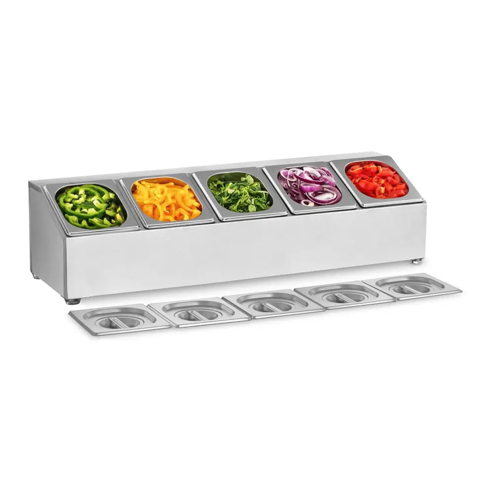 Eksponeringsstativ for 5 x Gn1/6 + 5 x Gastronormbeholdere