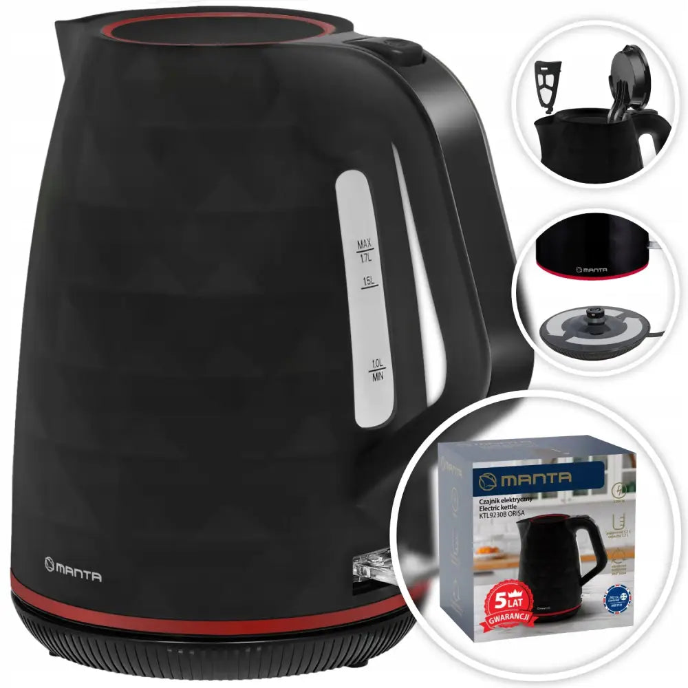 Elektrisk Kettle Manta Orisa 2200 w Sort