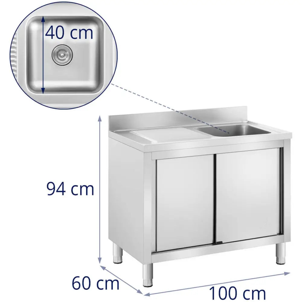 Enkelkomponents Gastronomivask med Skap 100 x 60 x 94 Cm