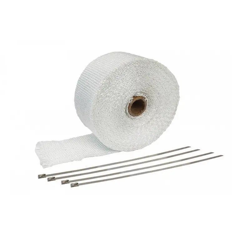 Exhaust Heat Wrap 50mm x 1mm 10m White + Ties