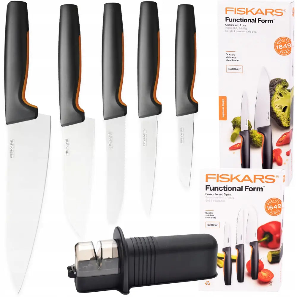Fiskars Komplett Kjøkkenknivsett med Knivsliper
