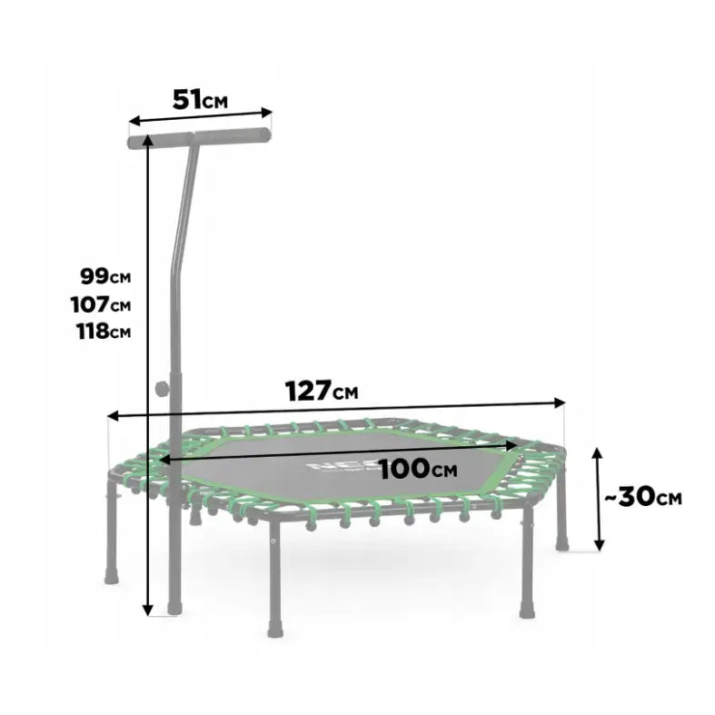 Fitness Trampoline med Håndtak 127cm