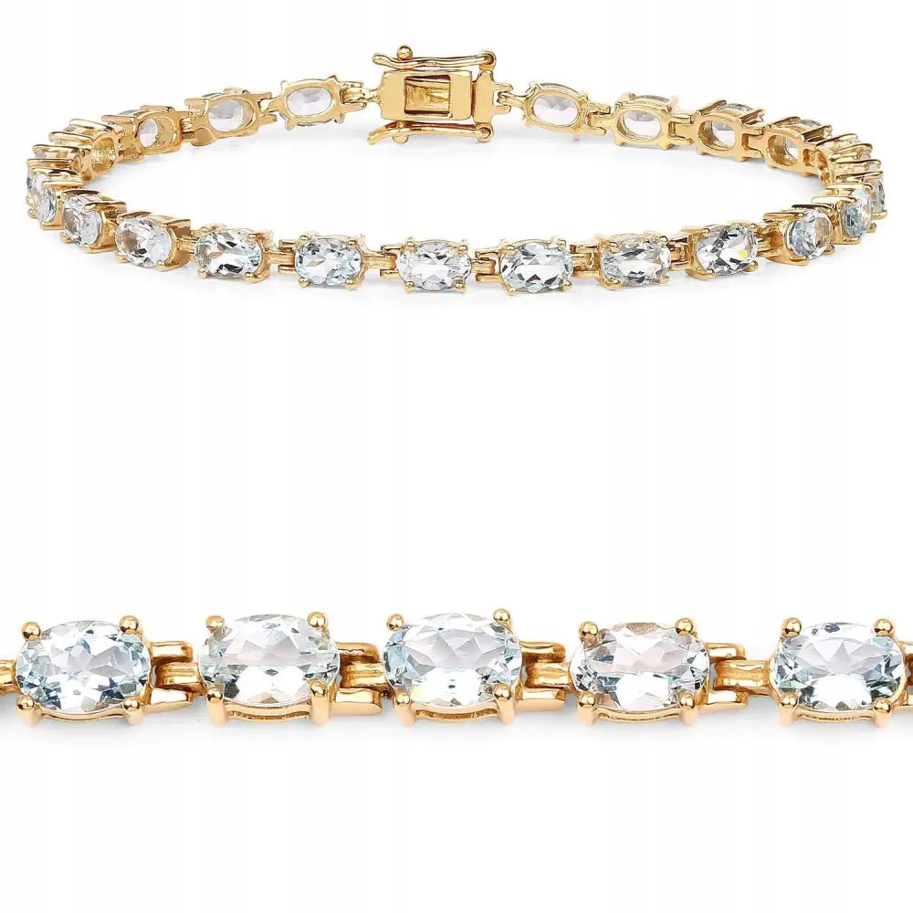 Armbånd Dame 925 Gullbelagt med Akvamarin og Charms