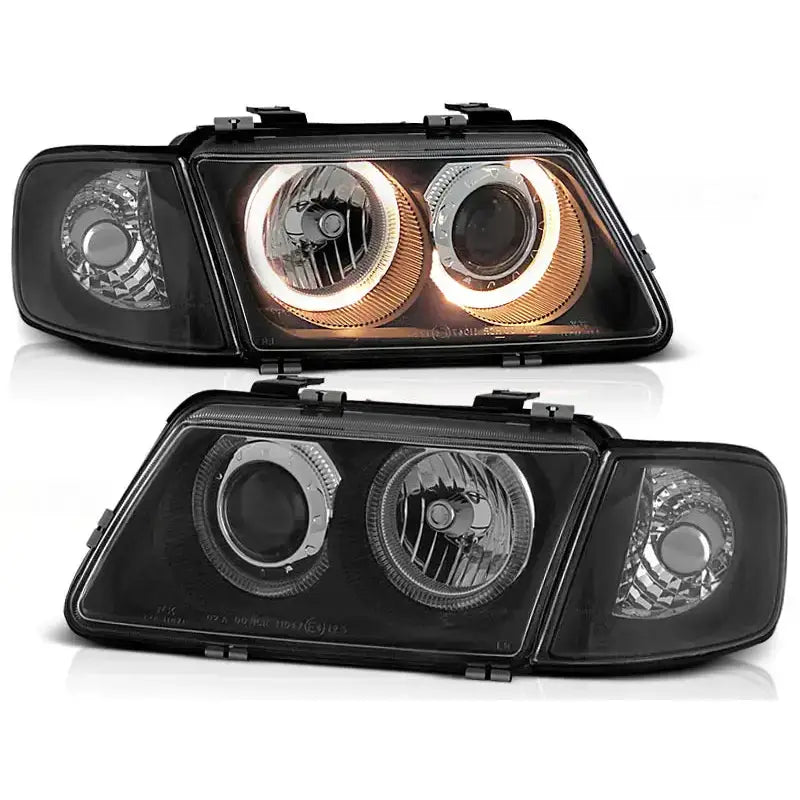Frontlykter Audi A3 08.96-08.00 Angel Eyes Black