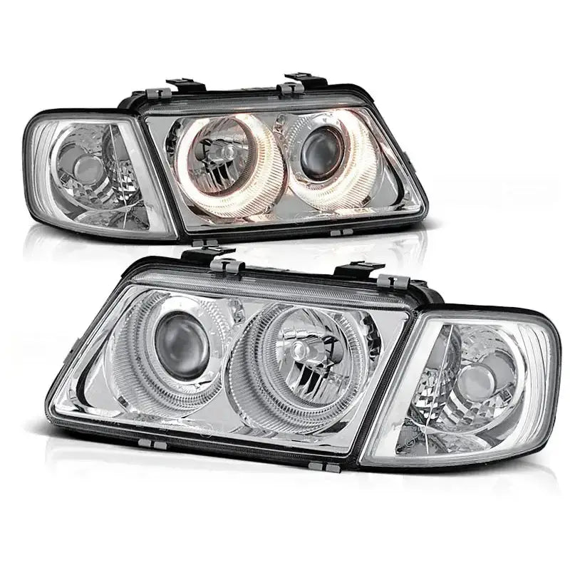Frontlykter Audi A3 08.96-08.00 Angel Eyes Chrome