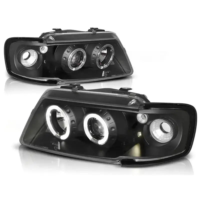 Frontlykter Audi A3 8l 08.96-08.00 Angel Eyes Black