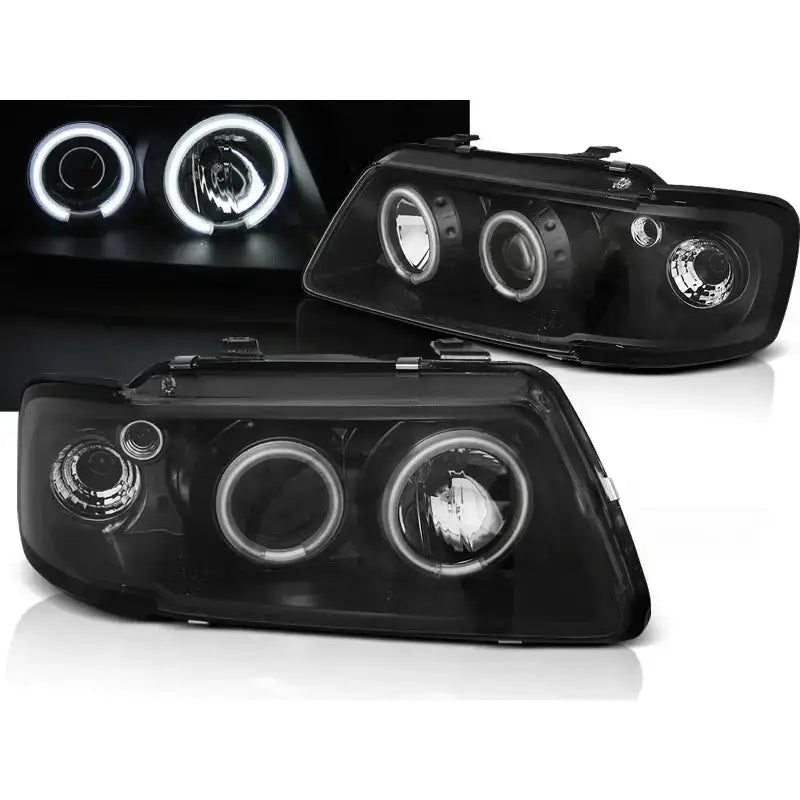 Frontlykter Audi A3 8l 08.96-08.00 Angel Eyes Ccfl Black