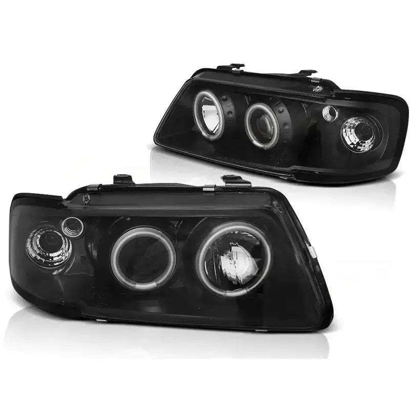 Frontlykter Audi A3 8l 08.96-08.00 Angel Eyes Ccfl Black