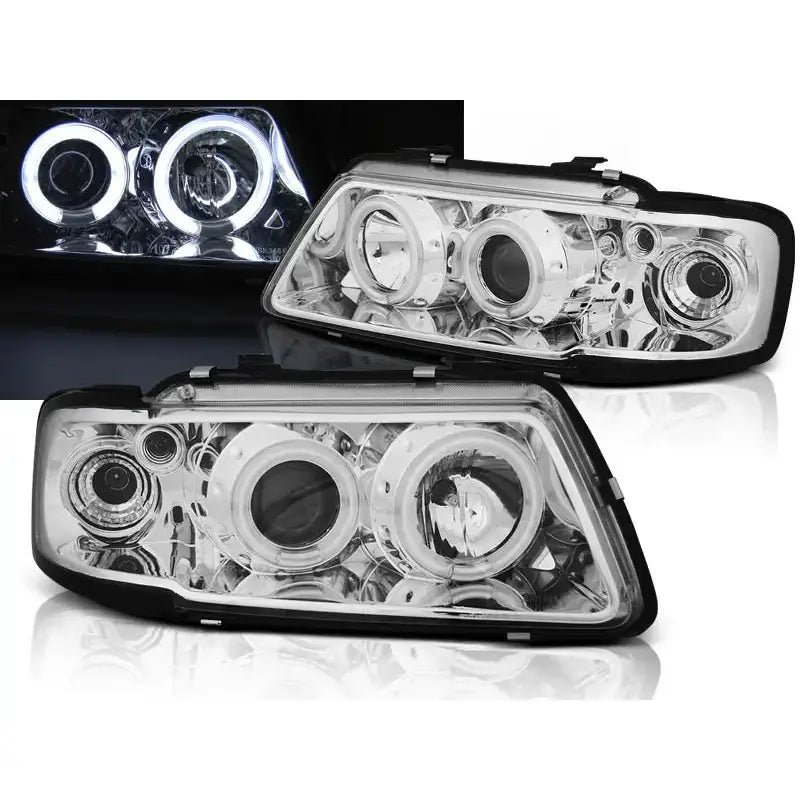 Frontlykter Audi A3 8l 08.96-08.00 Angel Eyes Ccfl Chrome