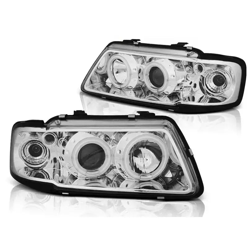 Frontlykter Audi A3 8l 08.96-08.00 Angel Eyes Ccfl Chrome