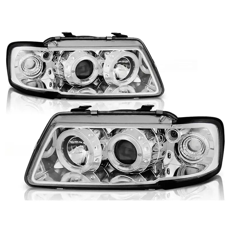 Frontlykter Audi A3 8l 08.96-08.00 Py21w Angel Eyes Chrome Halo Rims