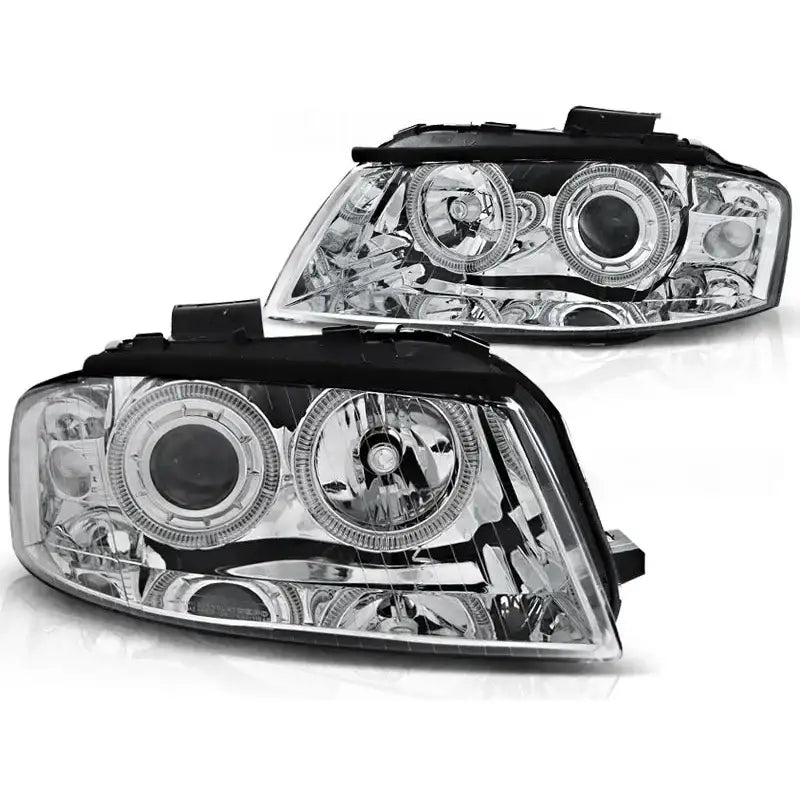 Frontlykter Audi A3 8p 05.03-03.08 Angel Eyes Chrome
