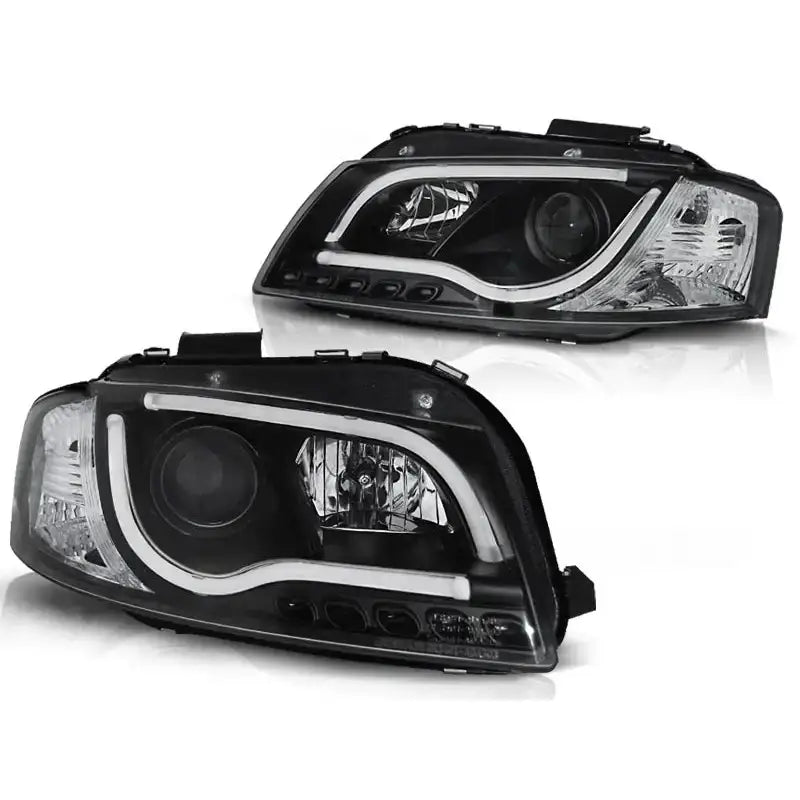 Frontlykter Audi A3 8p 05.03-03.08 Led Tube Lights Black