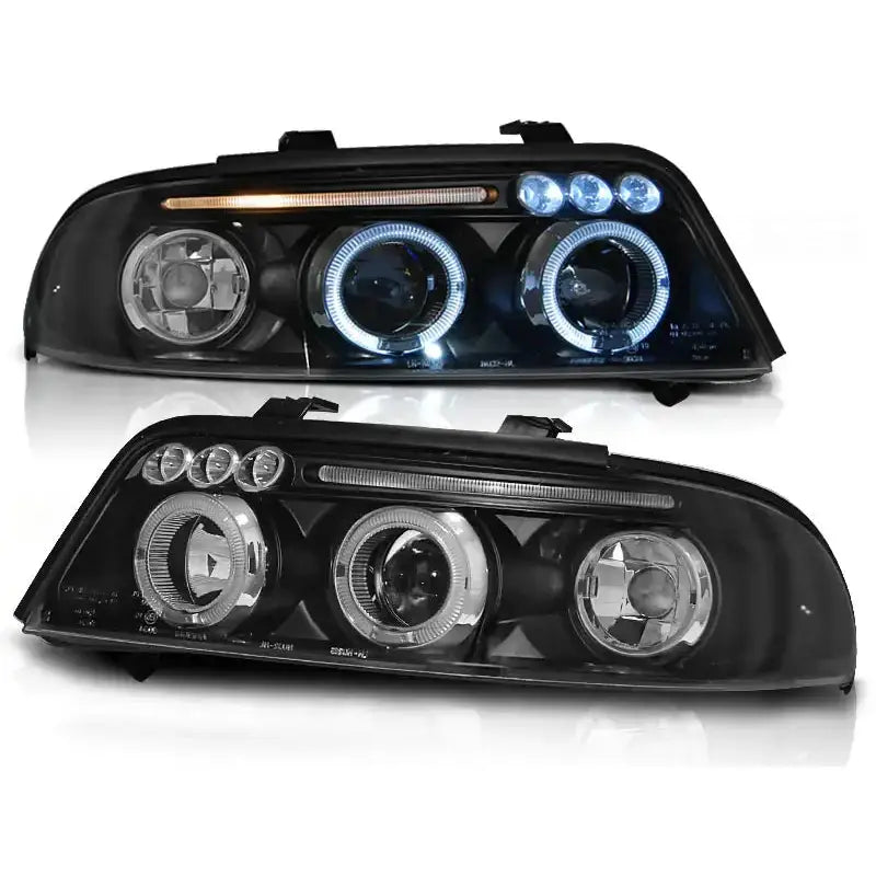 Frontlykter Audi A4 01.99-09.00 Angel Eyes Black