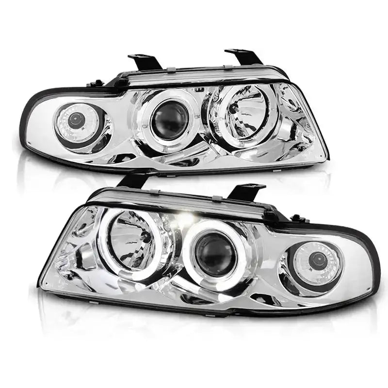 Frontlykter Audi A4 11.94-12.98 Angel Eyes Chrome Halo Rims