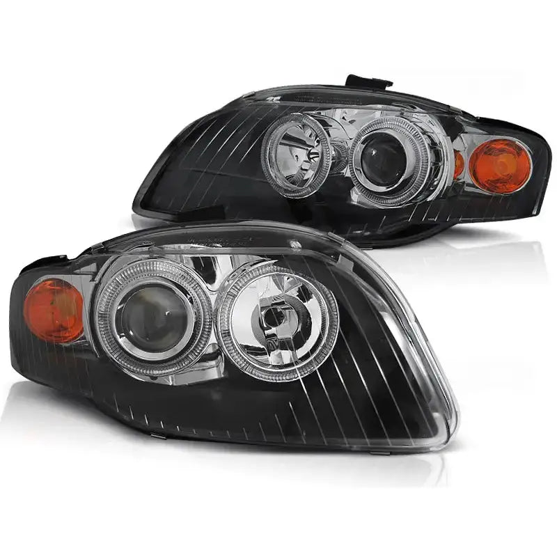 Frontlykter Audi A4 B7 11.04-03.08 Angel Eyes Black