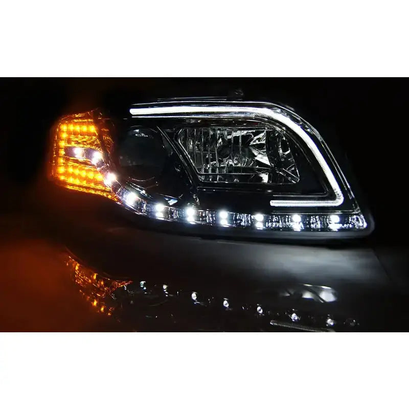 Frontlykter Audi A4 B7 11.04-03.08 Led P21w Tube Lights Black