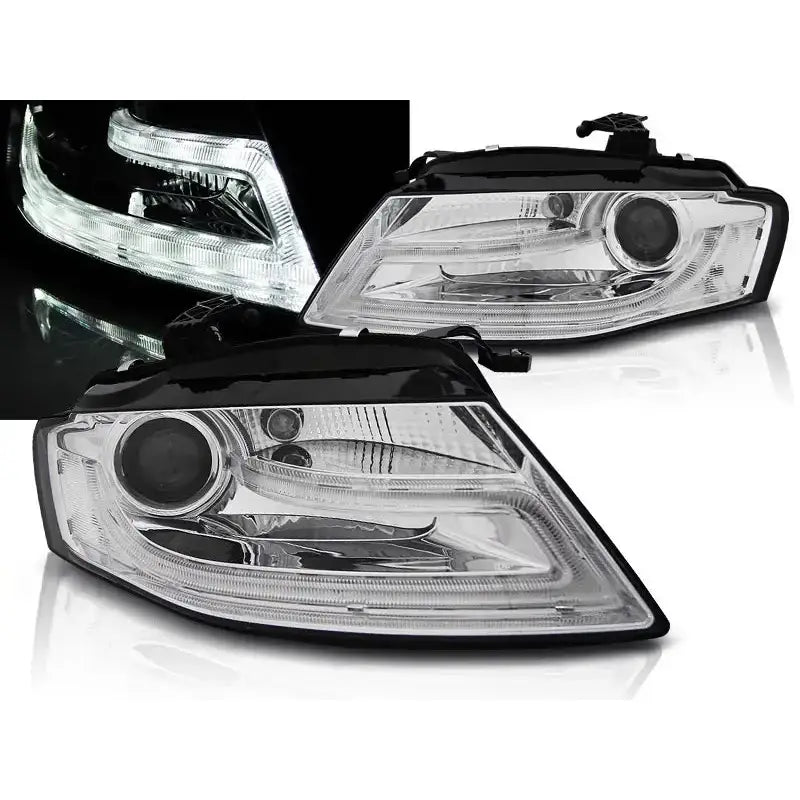 Frontlykter Audi A4 B8 04.08-11 Tru Drl Chrome