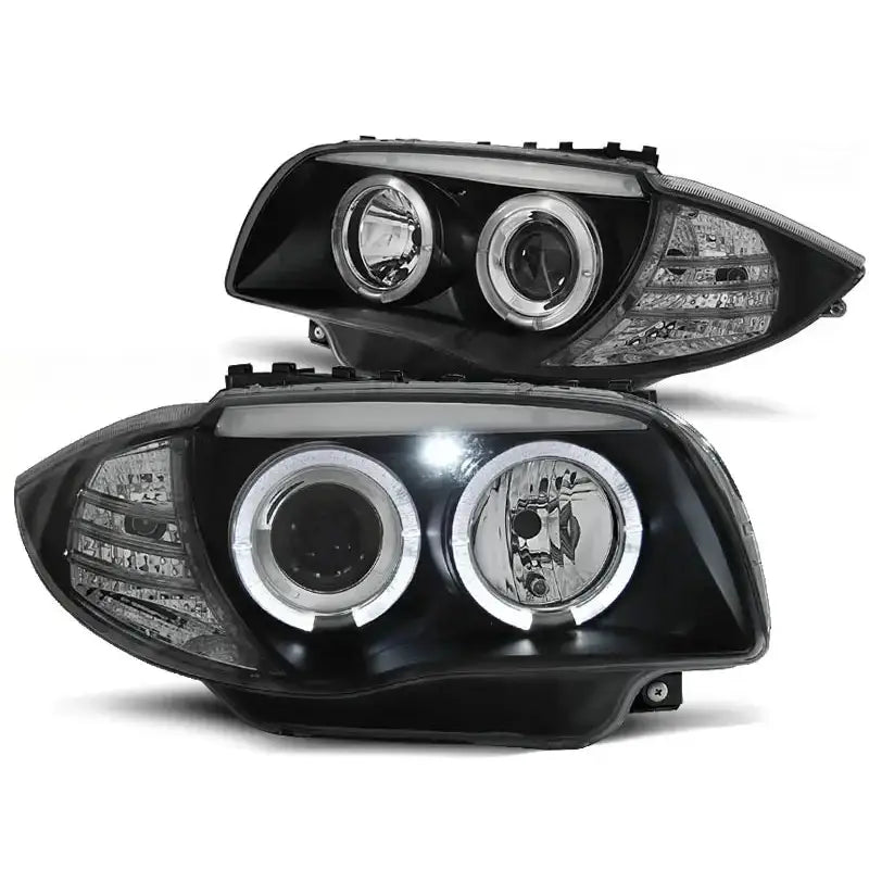 Frontlykter Bmw 1 E87/e81/82/88 04-11 Angel Eyes Black