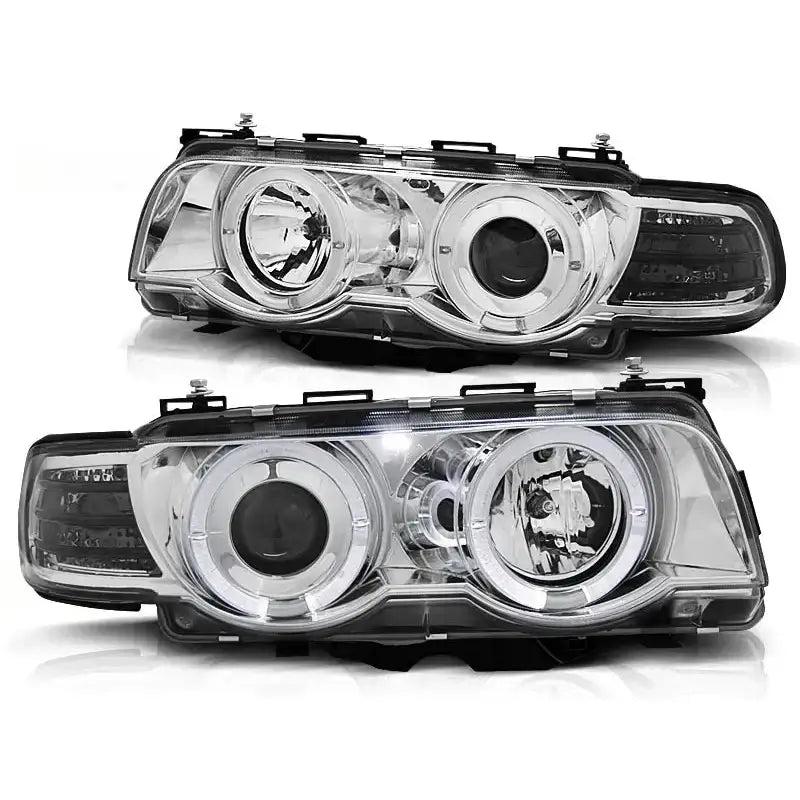 Frontlykter Bmw E38 09.98-07.01 Angel Eyes Chrome