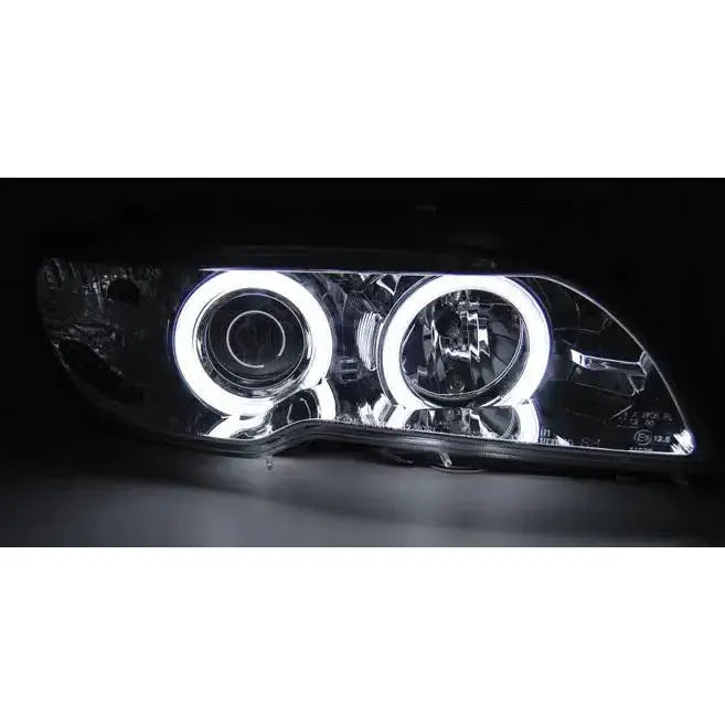 Frontlykter Bmw E46 04.03-06 Coupe / Cabrio Angel Eyes Ccfl Chrome