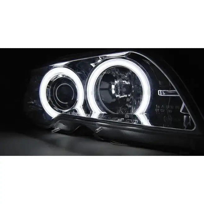 Frontlykter Bmw E46 04.03-06 Coupe / Cabrio Angel Eyes Ccfl Chrome