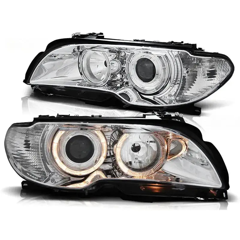 Frontlykter Bmw E46 04.03-06 Coupe / Cabrio Angel Eyes Chrome