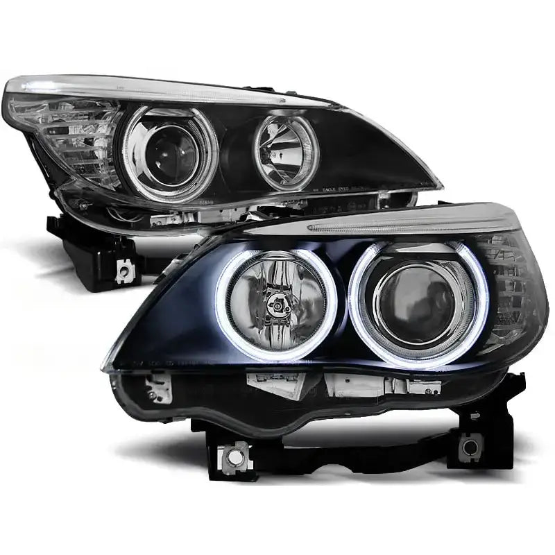 Frontlykter Bmw E60/e61 03-07 Angel Eyes Black
