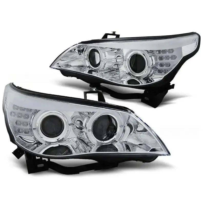 Frontlykter Bmw E60/e61 03-07 Chrome Led Indic.