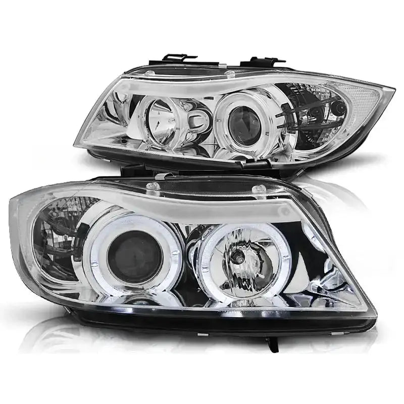 Frontlykter Bmw E90/e91 03.05-08.08 Angel Eyes Chrome