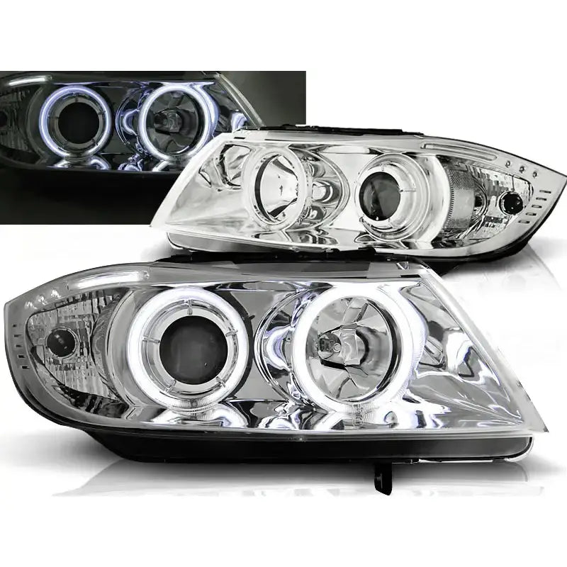 Frontlykter Bmw E90/e91 03.05-08.08 Angel Eyes Chrome Ccfl
