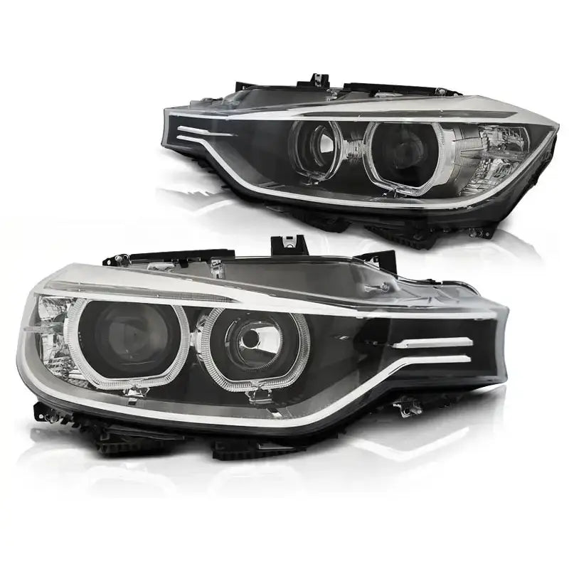 Frontlykter Bmw F30/f31 10.11 05.15 Angel Eyes Led Black