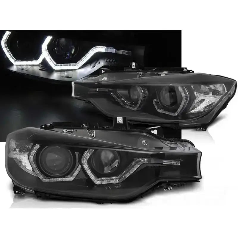 Frontlykter Bmw F30/f31 10.11 05.15 Angel Eyes Led Black Drl