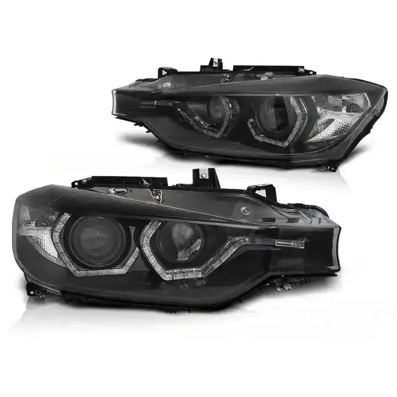 Frontlykter Bmw F30/f31 10.11 05.15 Angel Eyes Led Black Drl