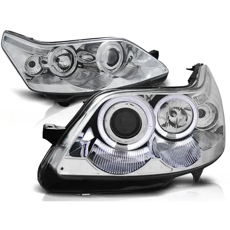 Frontlykter Citroen C4 04-10 Angel Eyes Chrome