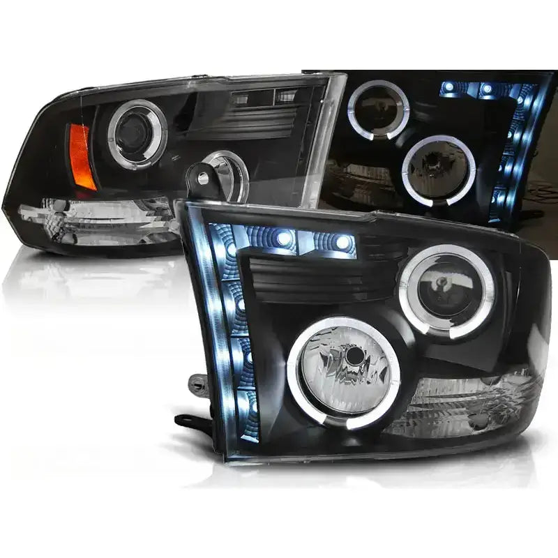 Frontlykter Dodge Ram 09-11 Angel Eyes Black