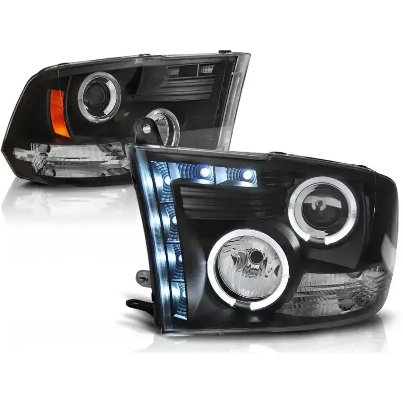 Frontlykter Dodge Ram 09-11 Angel Eyes Black