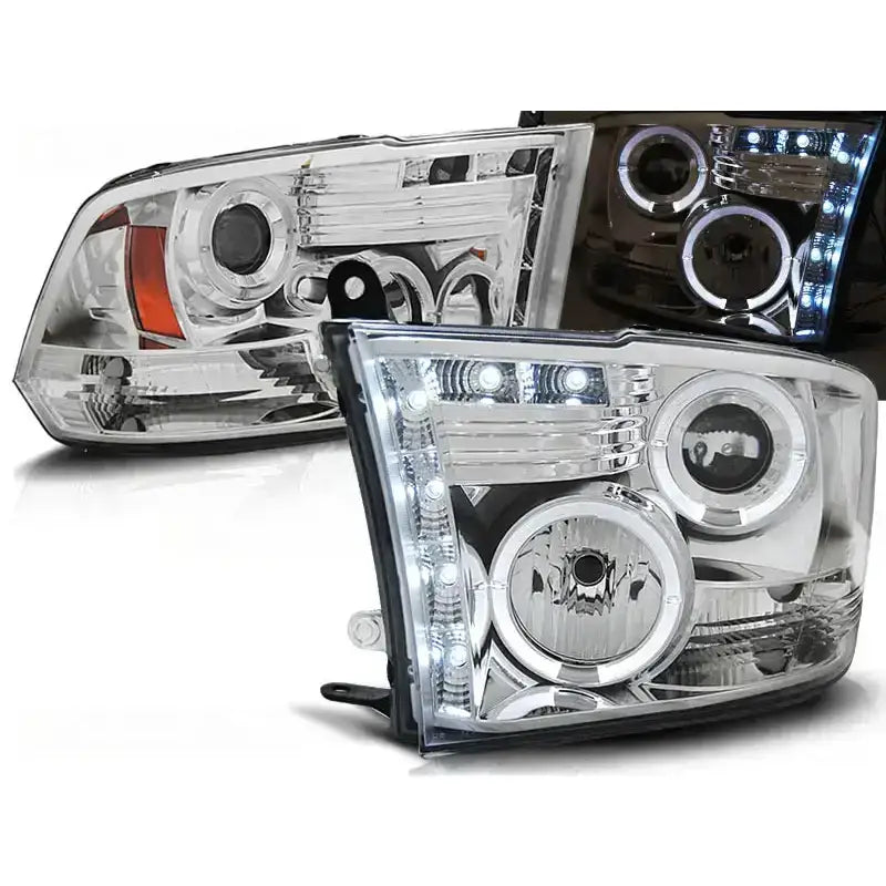 Frontlykter Dodge Ram 09-11 Angel Eyes Chrome