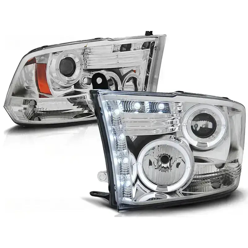 Frontlykter Dodge Ram 09-11 Angel Eyes Chrome