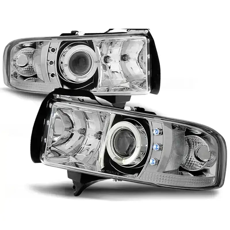 Frontlykter Dodge Ram 94-01 Angel Eyes Chrome
