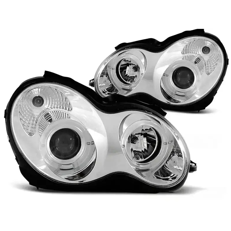 Frontlykter Mercedes W203 C-klasse 07.00-03.04 Angel Eyes Chrome
