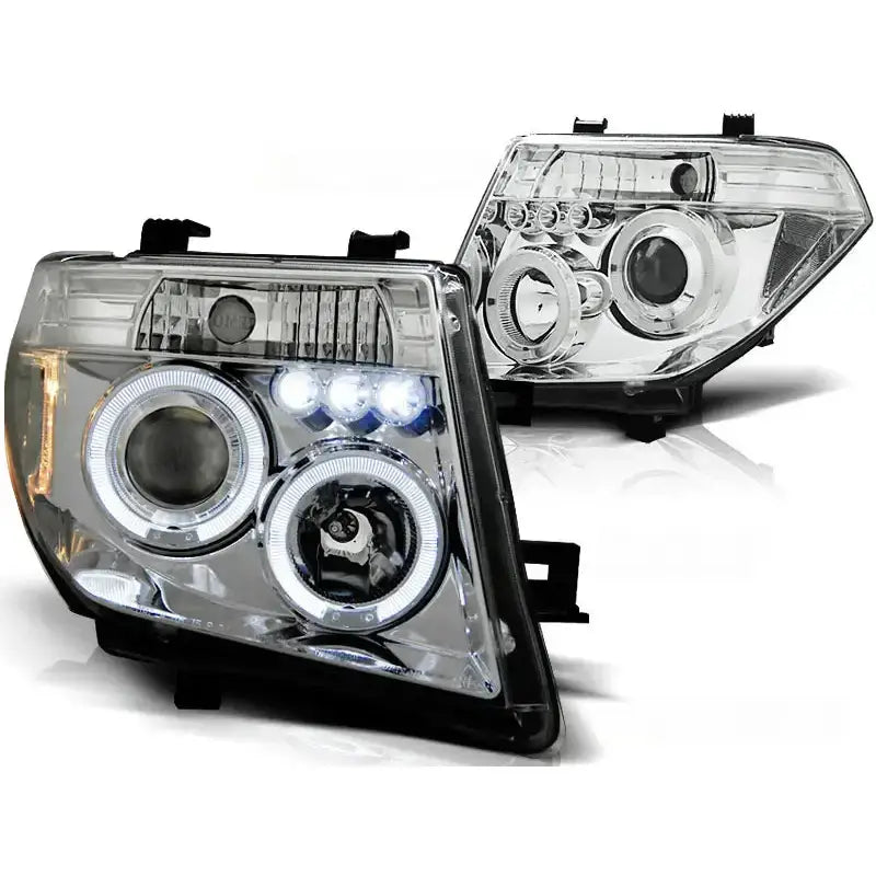Frontlykter Nissan Navara D40 05-10 Angel Eyes Chrome