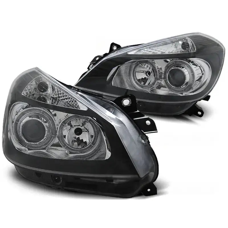 Frontlykter Renault Clio 3 05-09 Black Angel Eyes