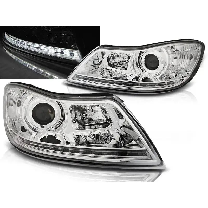 Frontlykter Skoda Octavia 09-12 Chrome Led