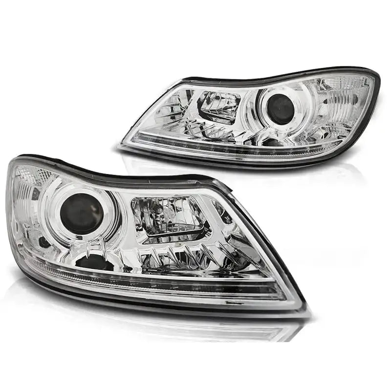 Frontlykter Skoda Octavia 09-12 Chrome Led